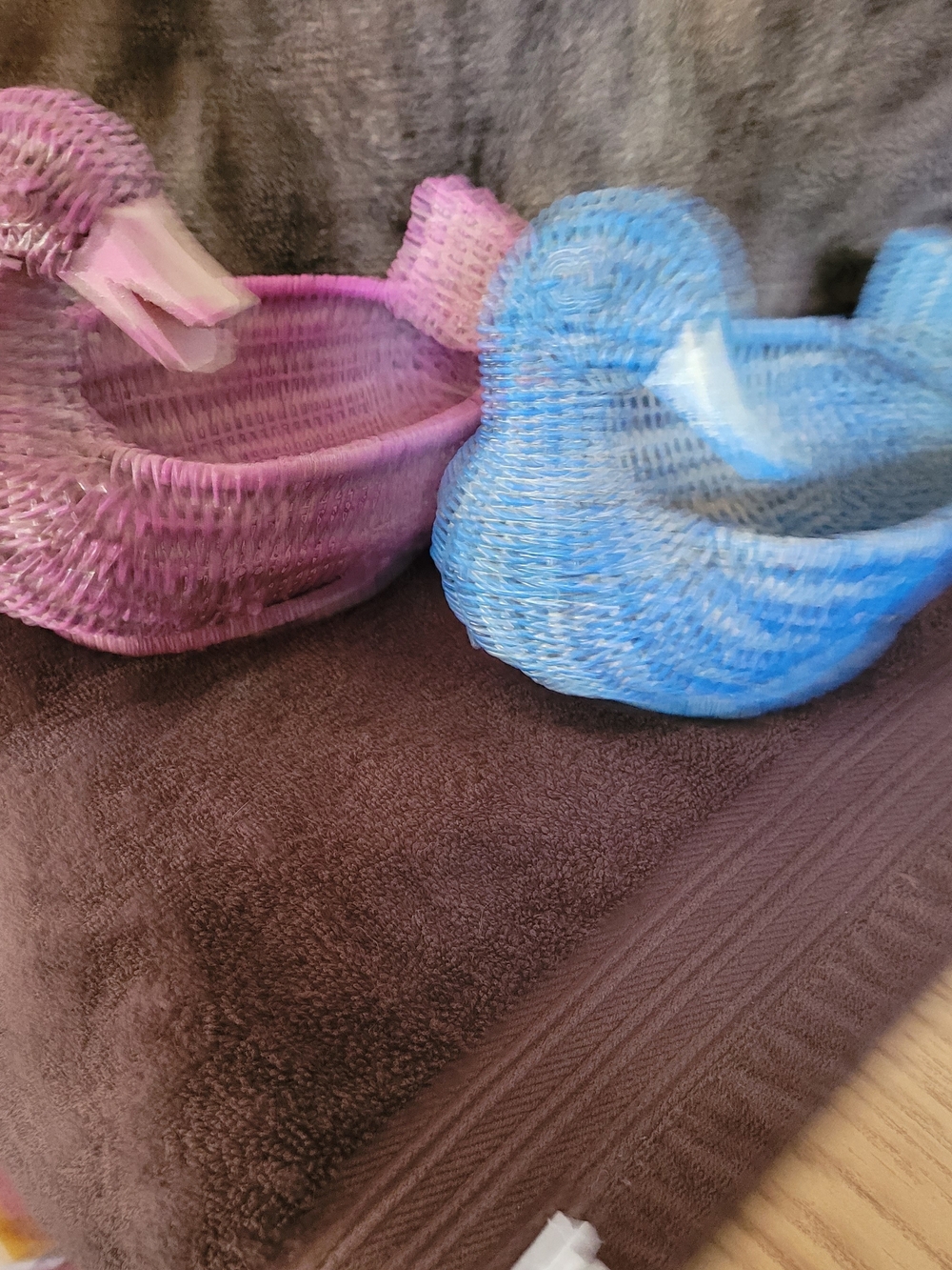 Vintage Pink And Blue Duck Shaped Baskets